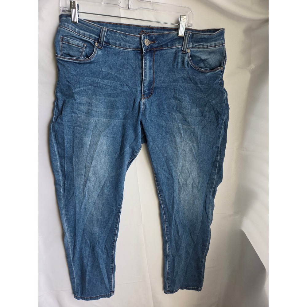 Bamboo Jeans Womens Blue Medium Wash Skinny Mid Rise Tapered